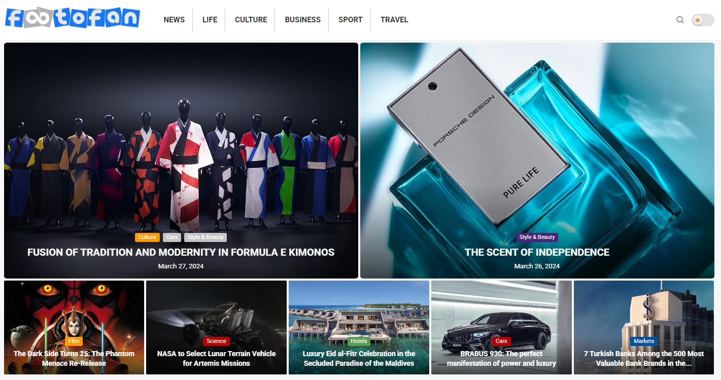 Footofan homepage showing its editorial layout